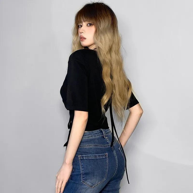 Women T-Shirt Hight Street Retro Short-sleeved-Veeddydropshipping