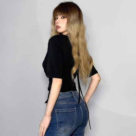 Women T-Shirt Hight Street Retro Short-sleeved-Veeddydropshipping