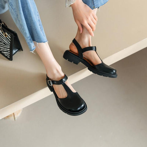 Toe Chunky Heel Women Sandals Women Mary Janes Split-BS00875-Veeddydropshipping