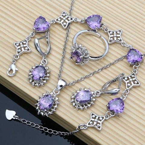 Silver 925 Jewelry Sets for Women Natural Blue Sapphire Stone -JW00049-Veeddydropshipping