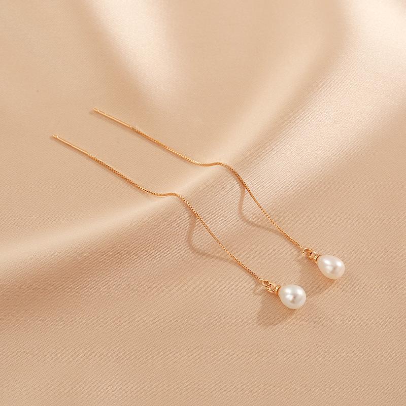 Natural Pearl Long Pendant Earrings Female Fashion Exquisite -JW00166-Veeddydropshipping