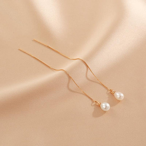 Natural Pearl Long Pendant Earrings Female Fashion Exquisite -JW00166-Veeddydropshipping