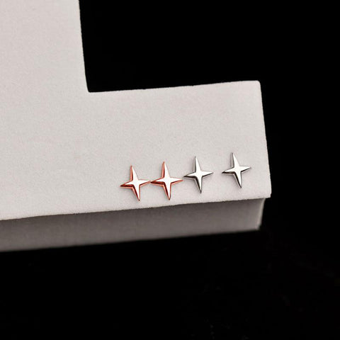 S925 Sterling Silver Simple Stars Stud Earrings  -JW00273-Veeddydropshipping