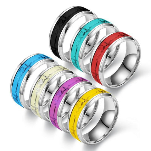 Stainless Steel Luminous Ring for Women Men Heartbeat  Couple Wedding Jewelry -JW01405-Veeddydropshipping