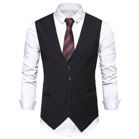 Vest Man Black Formal Businss Vest Arrival Vests-MF01260-Veeddydropshipping