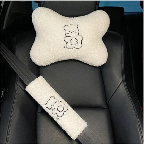 Four Seasons Ins Cute Lamb wool Seat Cover Three-piece-AM01528-Veeddydropshipping