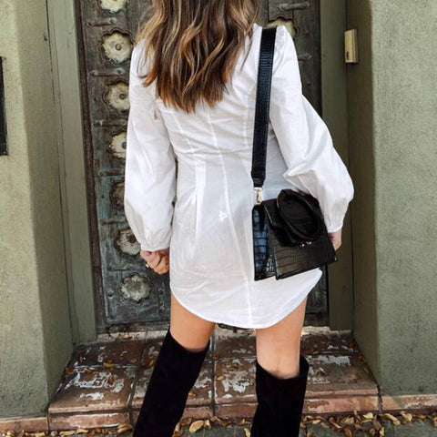 Short Vestidos Elegant Shirt Dress Women-WF00180-Veeddydropshipping