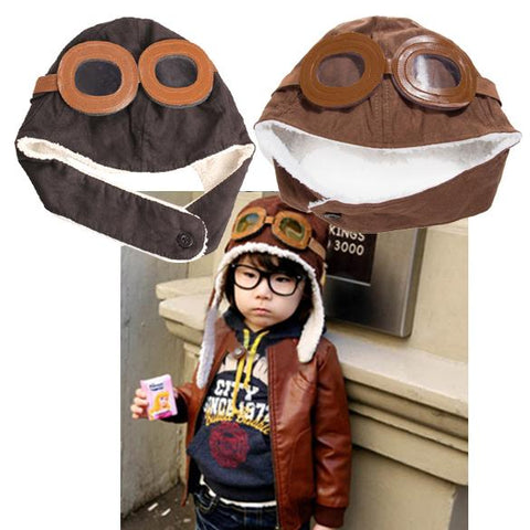 Beanie Kids Warm Cap Earflap Ear Cover Gift Soft hat With Goggles-Veeddydropshipping