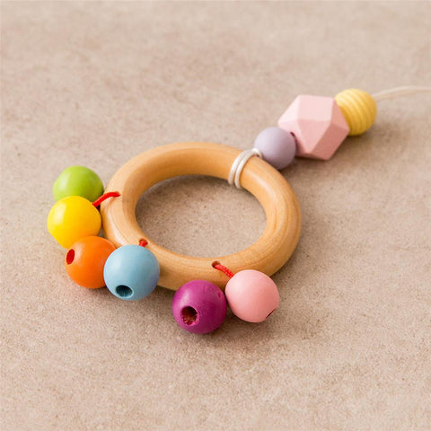 3pcs Baby Wooden Pendant Colorful Ring-Pull Beech Ring Baby Play Gym Wooden-TB00538-Veeddydropshipping