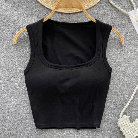 Women Sexy Low-Collar Sleeveless Camisole Tank Tops-WF00324-Veeddydropshipping