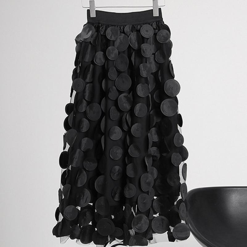 Women Solid Color Elastic Waist Mid-calf A-line Skirt-WF00428-Veeddydropshipping