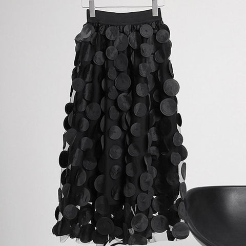Women Solid Color Elastic Waist Mid-calf A-line Skirt-WF00428-Veeddydropshipping
