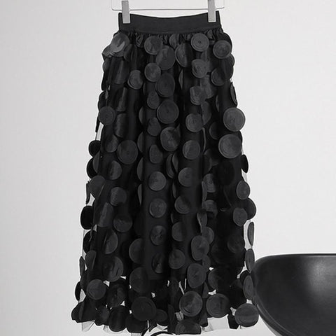 Women Solid Color Elastic Waist Mid-calf A-line Skirt-WF00428-Veeddydropshipping