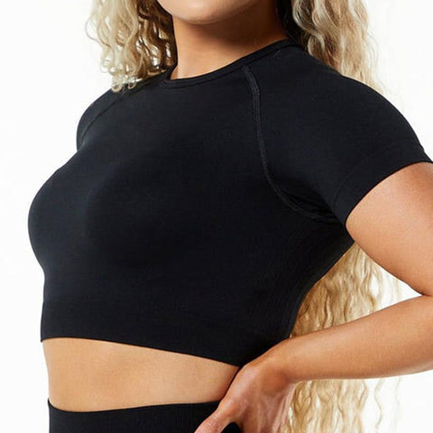 Seamless Yoga Shirts Short Sleeve T-shirt For Fitness Crop Top Slim Fit Running T-shirts -OS00854-Veeddydropshipping
