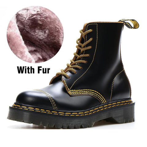 Platform Cross Tied Motorcycle Booties Female Winter Shoes-BS00994-Veeddydropshipping