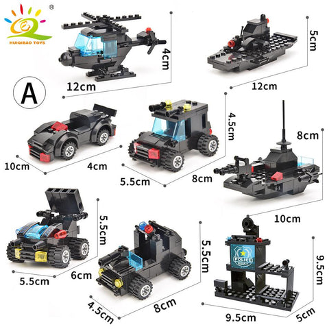 HUIQIBAO SWAT Police Station Truck Model Building Blocks City Machine-TB01474-Veeddydropshipping