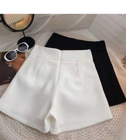 Casual High Waist Pocket  Tweed Shorts Women-WF00541-Veeddydropshipping