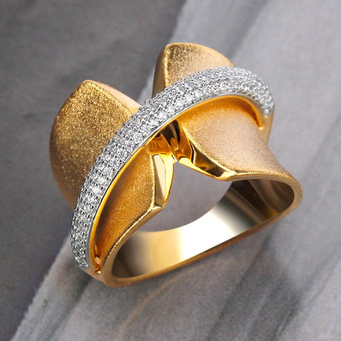 Luxury Grind Arenaceous Bold Ring With Cubic Zirconia Stones -JW00400-Veeddydropshipping