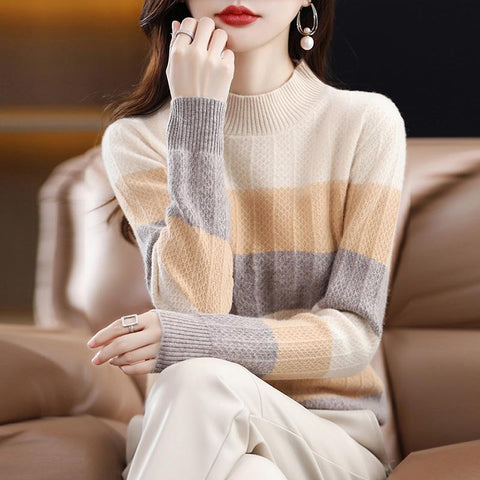 Sweater Women Knitwears Cashmere O-neck Pullovers-WF00026-Veeddydropshipping