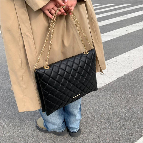 Plaid Pu Leather Crossbody Bags For Women Large Envelope-BS00116-Veeddydropshipping