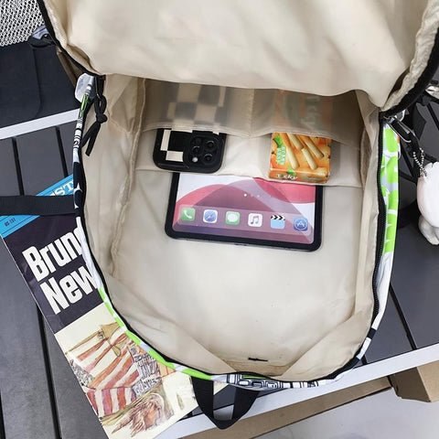 School Bag Women Graffiti College Backpack Men Travel Book Girl-BS00331-Veeddydropshipping