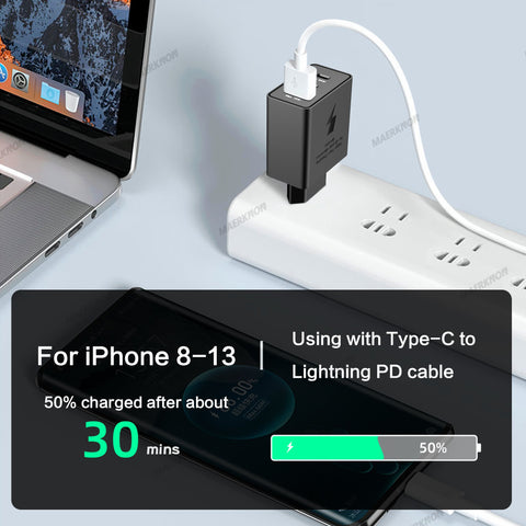 USB PD 65W Fast Charging Charger 3Ports Type C Quick Charger 3.0 Mobile Phone Adapter-PA00045-Veeddydropshipping