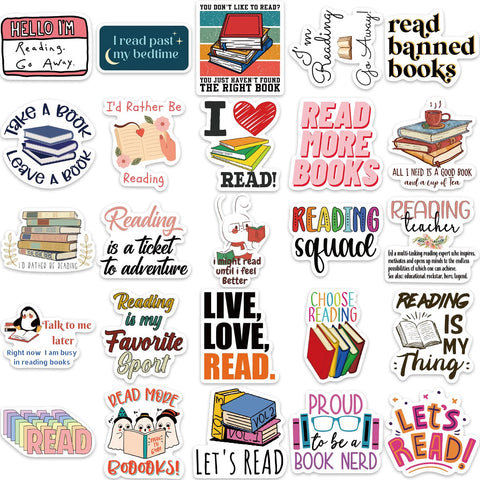 10/50PCS Reading Book Day Student Stickers Vintage For DIY Kids-TB01655-Veeddydropshipping