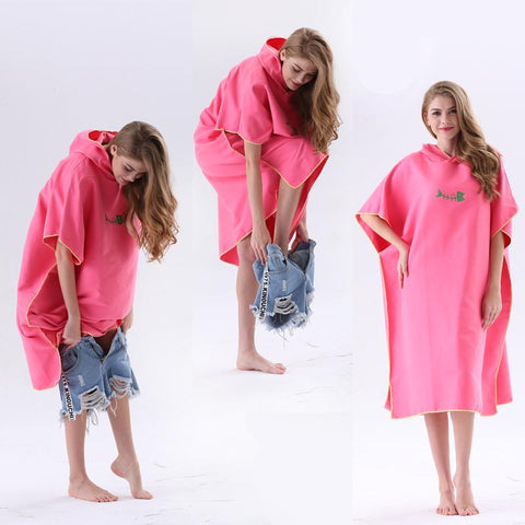 Surf Poncho Changing Towel Quick-Dry Robe Hood Microfiber Beach Blanket Bath -OS00037-Veeddydropshipping