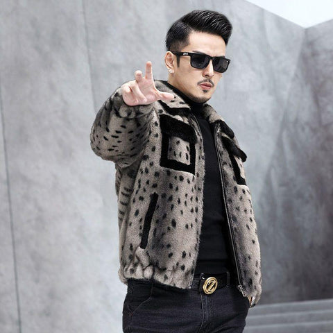Men 2023 Autumn Winter Fashion Sheep Shearing Jackets Male Leopard-TB01232-Veeddydropshipping