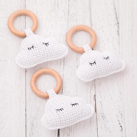 1pc Baby Wooden Rattle Crochet Clouds Gym Play For Kid Mobile Bed-TB00544-Veeddydropshipping