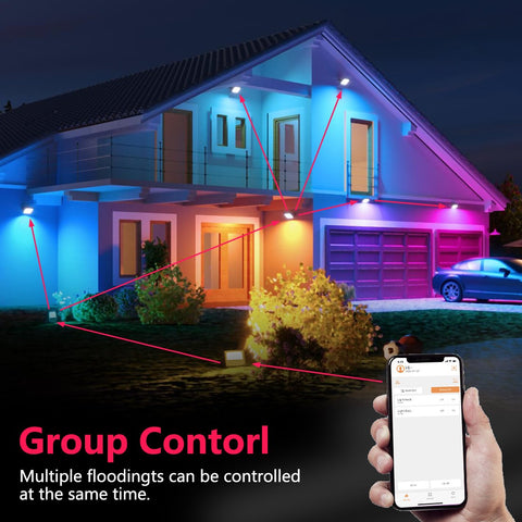 RGB LED Floodlight 30W Bluetooth Outdoor Smart Flood Light 110V 220V-TI00878-Veeddydropshipping