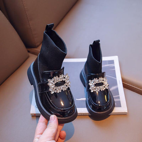 Child Fashion Boots 2023 Spring and Autumn New Girls Rhinestone Princess-TB00135-Veeddydropshipping
