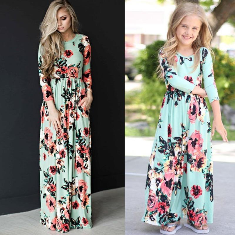 Long Sleeve Maxi Fashion Floral Dress-WF00151-Veeddydropshipping