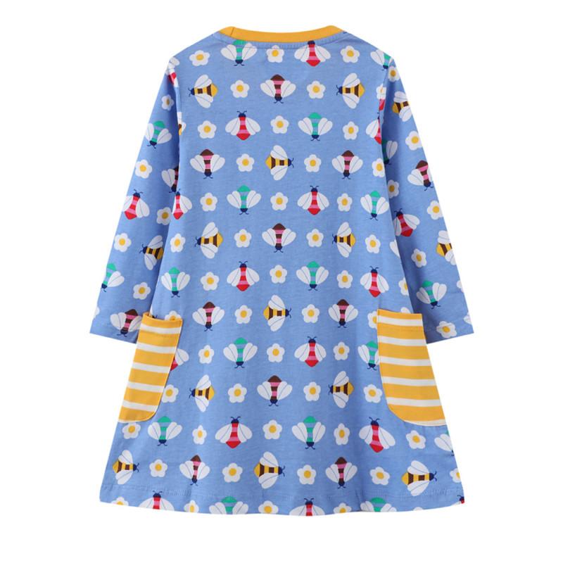 Jumping Meters Princess Girls Dresses Bee Print Party Baby Clothes-TB00878-Veeddydropshipping