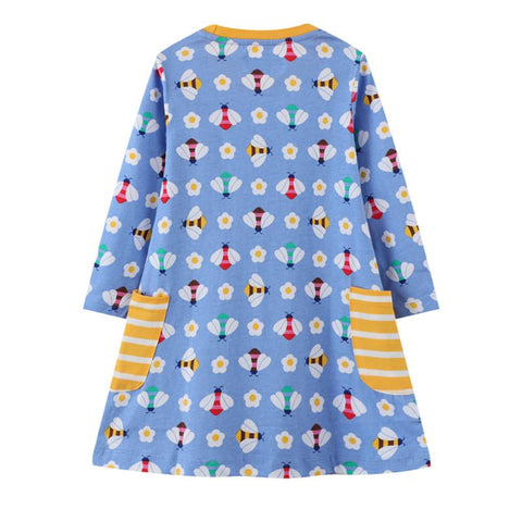 Jumping Meters Princess Girls Dresses Bee Print Party Baby Clothes-TB00878-Veeddydropshipping