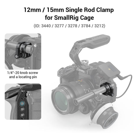SmallRig 12mm/15mm Single Rod Clamp For SmallRig Cage To Provide -CE00492-Veeddydropshipping
