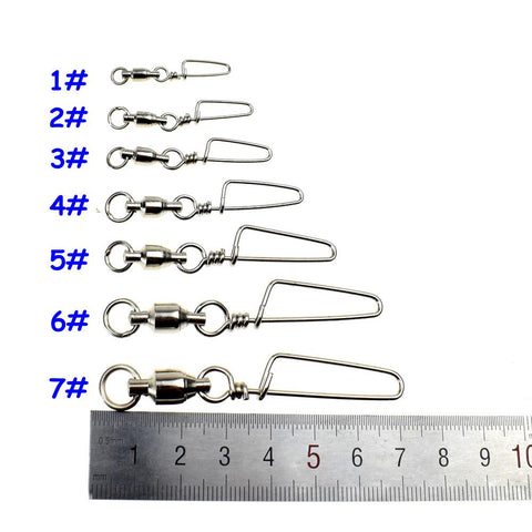 10pcs Stainless Steel Ball Bearing Fishing Swivels Snap Rolling Sea Fishing Swivels-OS00452-Veeddydropshipping