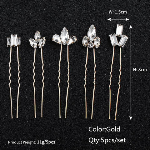 Bridal Wedding Hair Accessories Rhinestone Hair Pins Forks  -JW00459-Veeddydropshipping