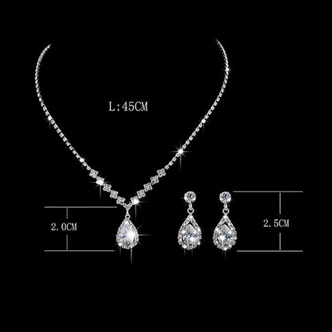 Fashion Bride Jewelry Set  Dress Banquet Necklace Earring Set  -JW00306-Veeddydropshipping