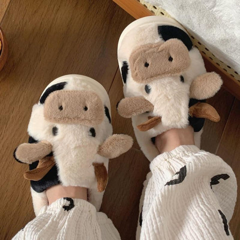 Furry Slippers Men 2023 Winter Plush Platform Slides Indoor-BS01149-Veeddydropshipping