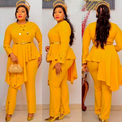 Plus Size Women Chiffon Clothing Two Piece Set-WF01719-Veeddydropshipping