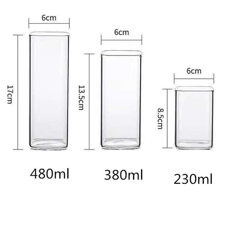 Square Glass Cup Mug Heat-Resistant Water Cups-HA01278-Veeddydropshipping