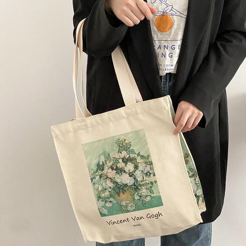 Bag Van Gogh Morris Vintage Oil Painting Zipper Books Handbag-BS00167-Veeddydropshipping