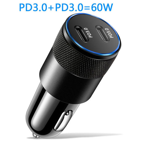 Double PD3.0 60W Car Quick Charger USB Type C-PA01139-Veeddydropshipping