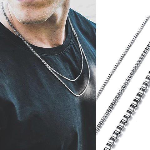 STEEL CHAIN NECKLACE FOR MEN JEWELRY LINK CHOKER-JW01198-Veeddydropshipping