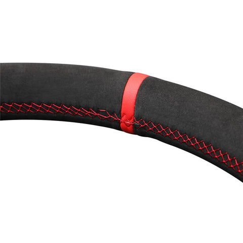 Black Suede Red Marker No-slip Car Steering Wheel Cover for-AM01370-Veeddydropshipping