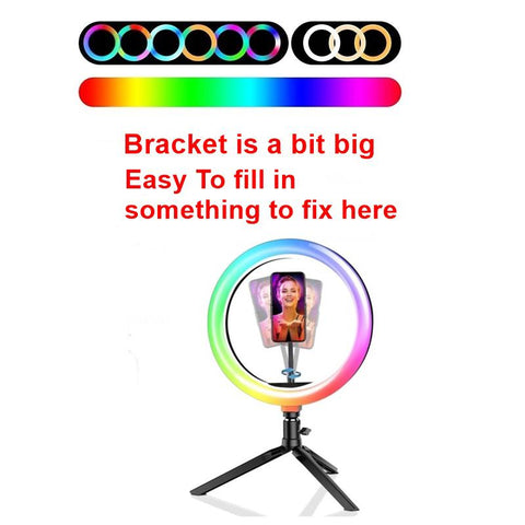 26cm RGB Dimmable LED Selfie Ring Fill Light Phone Camera Photography Lamp For Makeup Video Live Mic Clip Aro De Luz Para