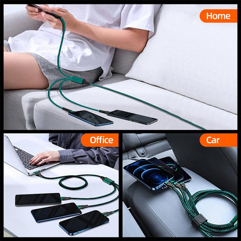 100W 3 in 1 SuperCharging Cable 6A Micro USB Type-C Fast Charger  Type-C Cable Data Cable-PA01017-Veeddydropshipping