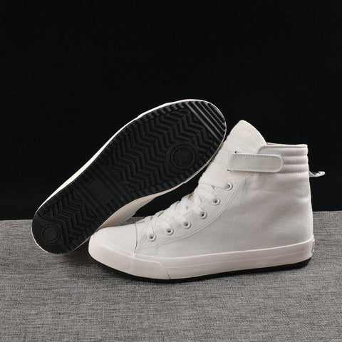 Men Flats Shoes All Black White Casual Shoes Mens Canvas-BS01415-Veeddydropshipping