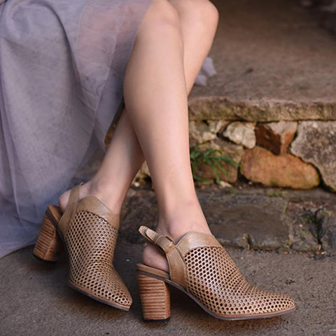 Women Hollow Out Breathable Ladies Genuine Leather-BS00858-Veeddydropshipping